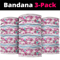 Monstera Tiare Plumeria Lei Pattern Neck Gaiter Pink Version LT01 package One Size: 25*50cm Pink - Polynesian Pride