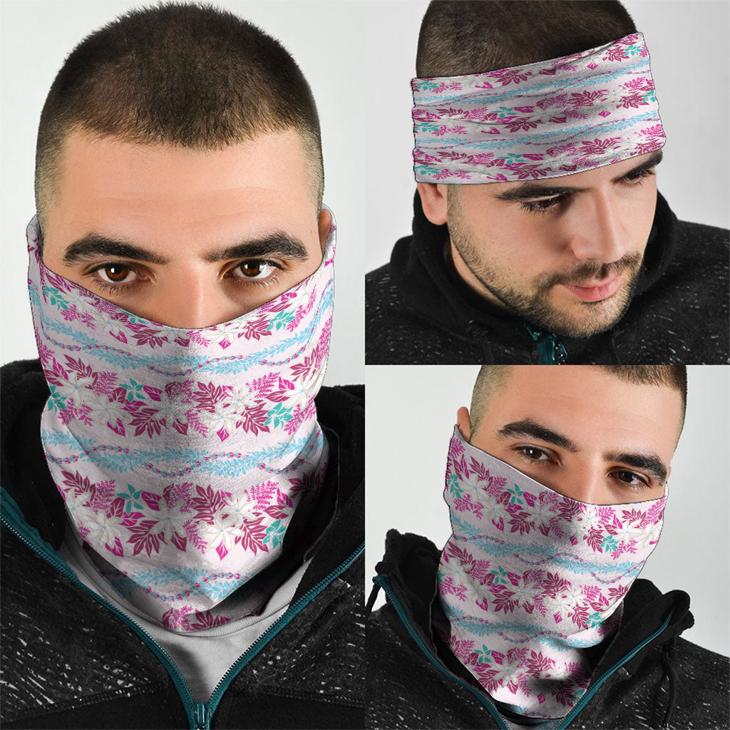 Monstera Tiare Plumeria Lei Pattern Neck Gaiter Pink Version LT01 - Polynesian Pride
