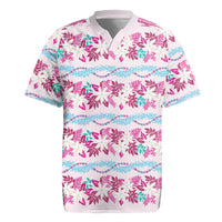 Monstera Tiare Plumeria Lei Pattern Rugby Jersey Pink Version LT01 Pink - Polynesian Pride