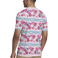 Monstera Tiare Plumeria Lei Pattern Rugby Jersey Pink Version LT01 - Polynesian Pride