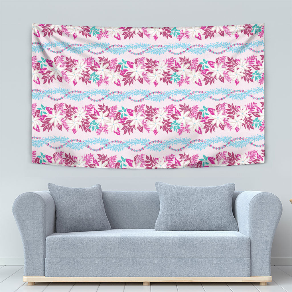 Monstera Tiare Plumeria Lei Pattern Tapestry Pink Version LT01 - Polynesian Pride