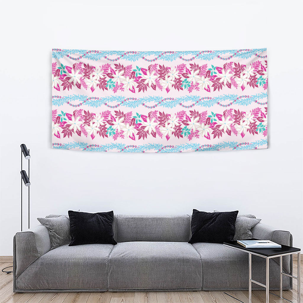 Monstera Tiare Plumeria Lei Pattern Tapestry Pink Version LT01 - Polynesian Pride