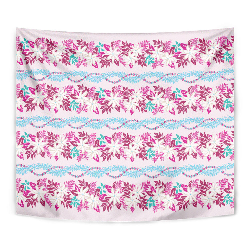 Monstera Tiare Plumeria Lei Pattern Tapestry Pink Version LT01 - Polynesian Pride