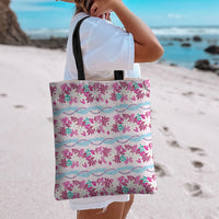 Monstera Tiare Plumeria Lei Pattern Tote Bag Pink Version LT01 - Polynesian Pride