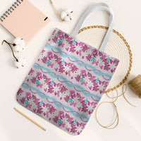 Monstera Tiare Plumeria Lei Pattern Tote Bag Pink Version LT01 White Strap One Size Pink - Polynesian Pride