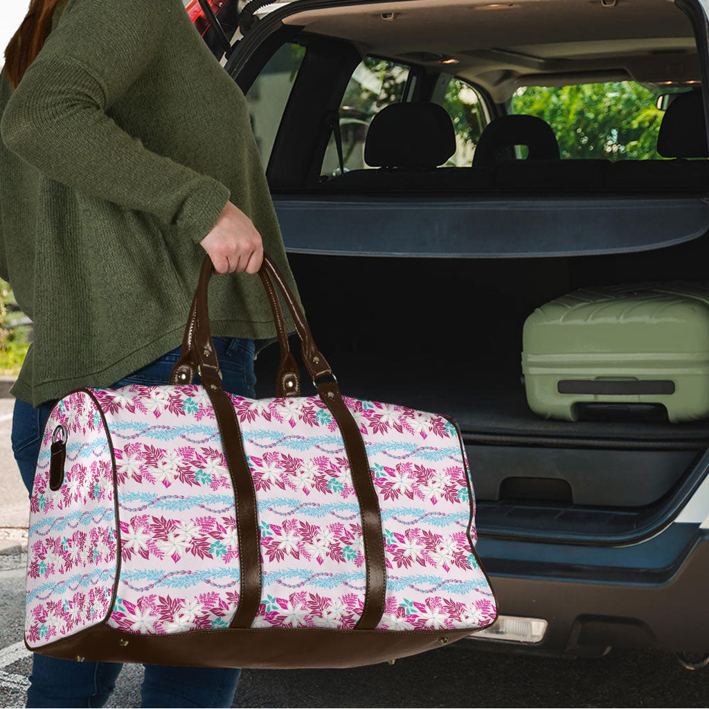 Monstera Tiare Plumeria Lei Pattern Travel Bag Pink Version LT01 - Polynesian Pride