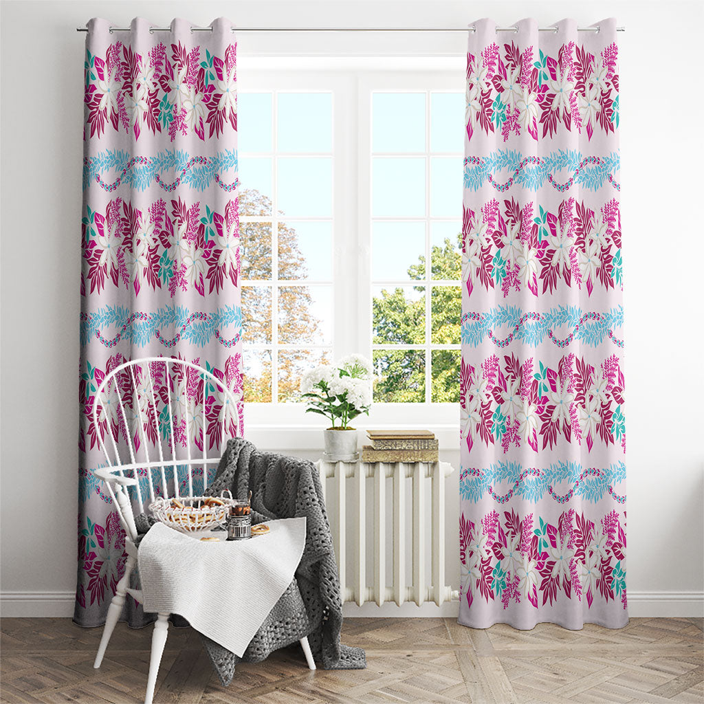 Monstera Tiare Plumeria Lei Pattern Window Curtain Pink Version LT01 - Polynesian Pride