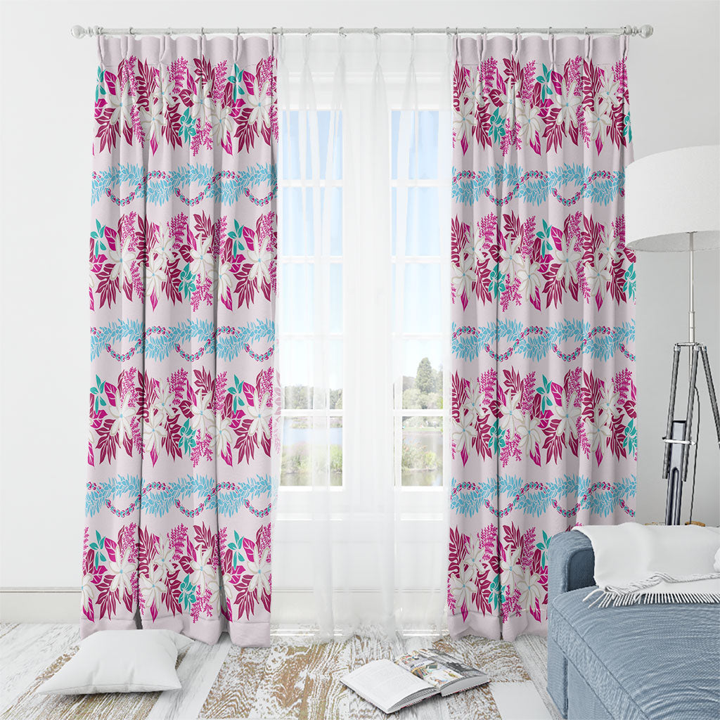 Monstera Tiare Plumeria Lei Pattern Window Curtain Pink Version LT01 - Polynesian Pride