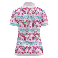 Monstera Tiare Plumeria Lei Pattern Women Polo Shirt Pink Version LT01 - Polynesian Pride