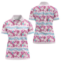 Monstera Tiare Plumeria Lei Pattern Women Polo Shirt Pink Version LT01 - Polynesian Pride