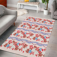 Monstera Tiare Plumeria Lei Pattern Area Rug Red Version