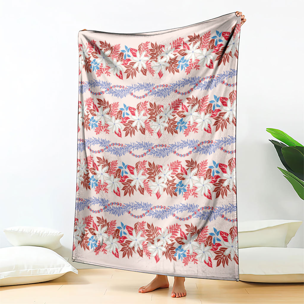 Monstera Tiare Plumeria Lei Pattern Blanket Red Version LT01 - Polynesian Pride