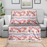 Monstera Tiare Plumeria Lei Pattern Blanket Red Version LT01 - Polynesian Pride