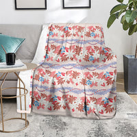 Monstera Tiare Plumeria Lei Pattern Blanket Red Version LT01 - Polynesian Pride