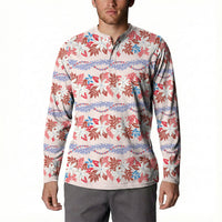 Monstera Tiare Plumeria Lei Pattern Button Sweatshirt Red Version LT01 - Polynesian Pride