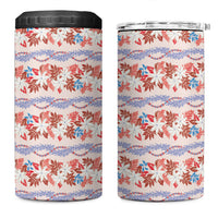 Monstera Tiare Plumeria Lei Pattern 4 in 1 Can Cooler Tumbler Red Version LT01 One Size: 16 oz Red - Polynesian Pride