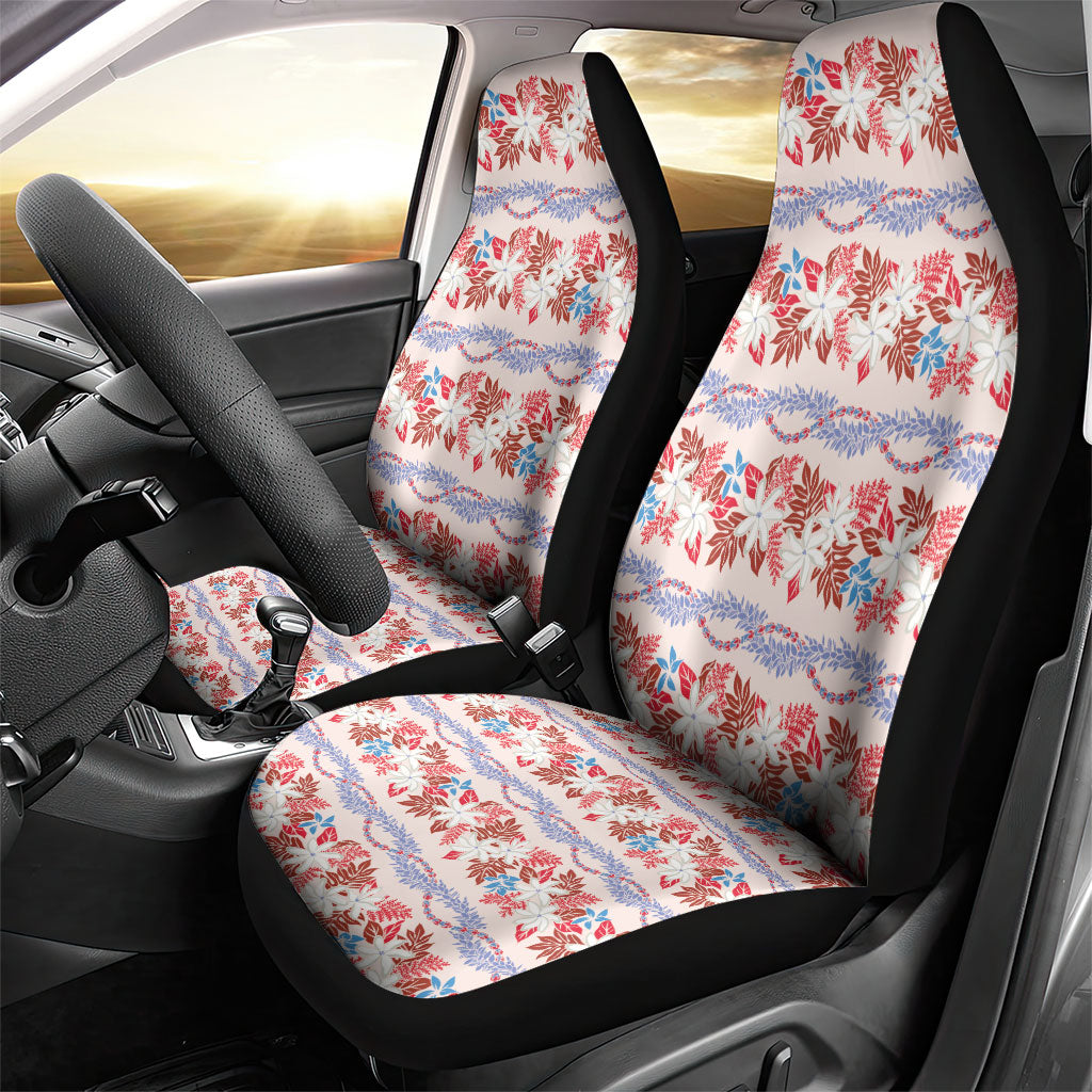 Monstera Tiare Plumeria Lei Pattern Car Seat Cover Red Version