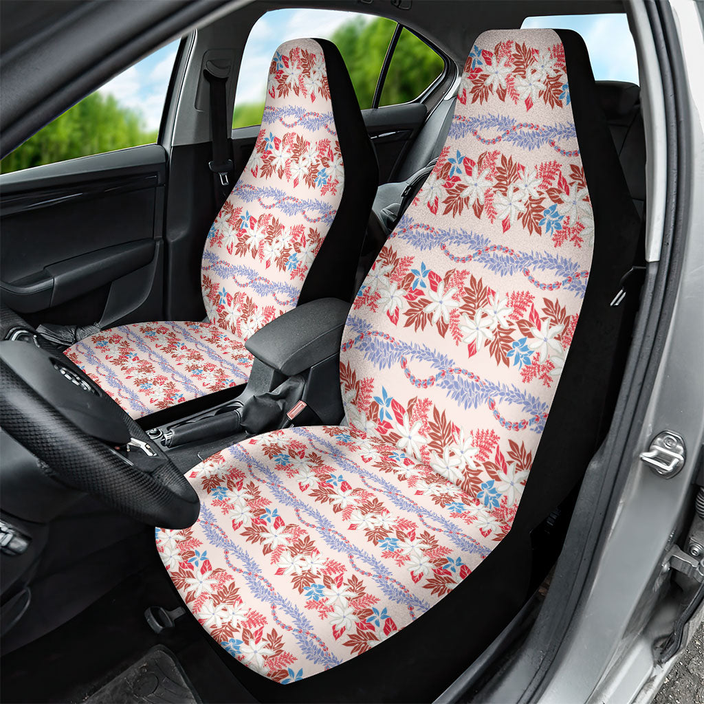 Monstera Tiare Plumeria Lei Pattern Car Seat Cover Red Version