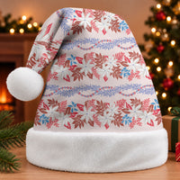 Monstera Tiare Plumeria Lei Pattern Christmas Santa Hat Red Version LT01 Without Fur Red - Polynesian Pride