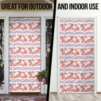Monstera Tiare Plumeria Lei Pattern Door Cover Red Version LT01 - Polynesian Pride