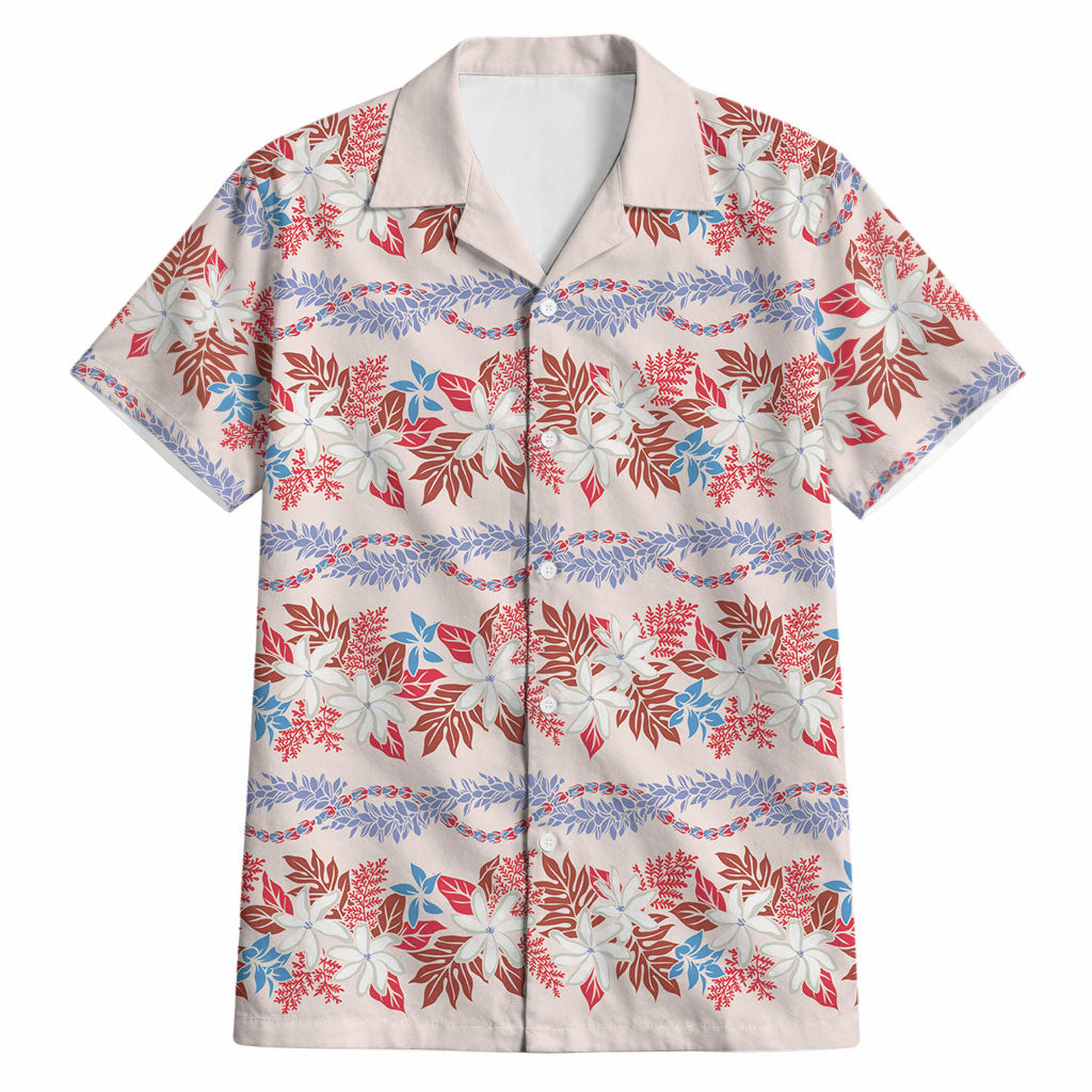 Monstera Tiare Plumeria Lei Pattern Hawaiian Shirt Red Version