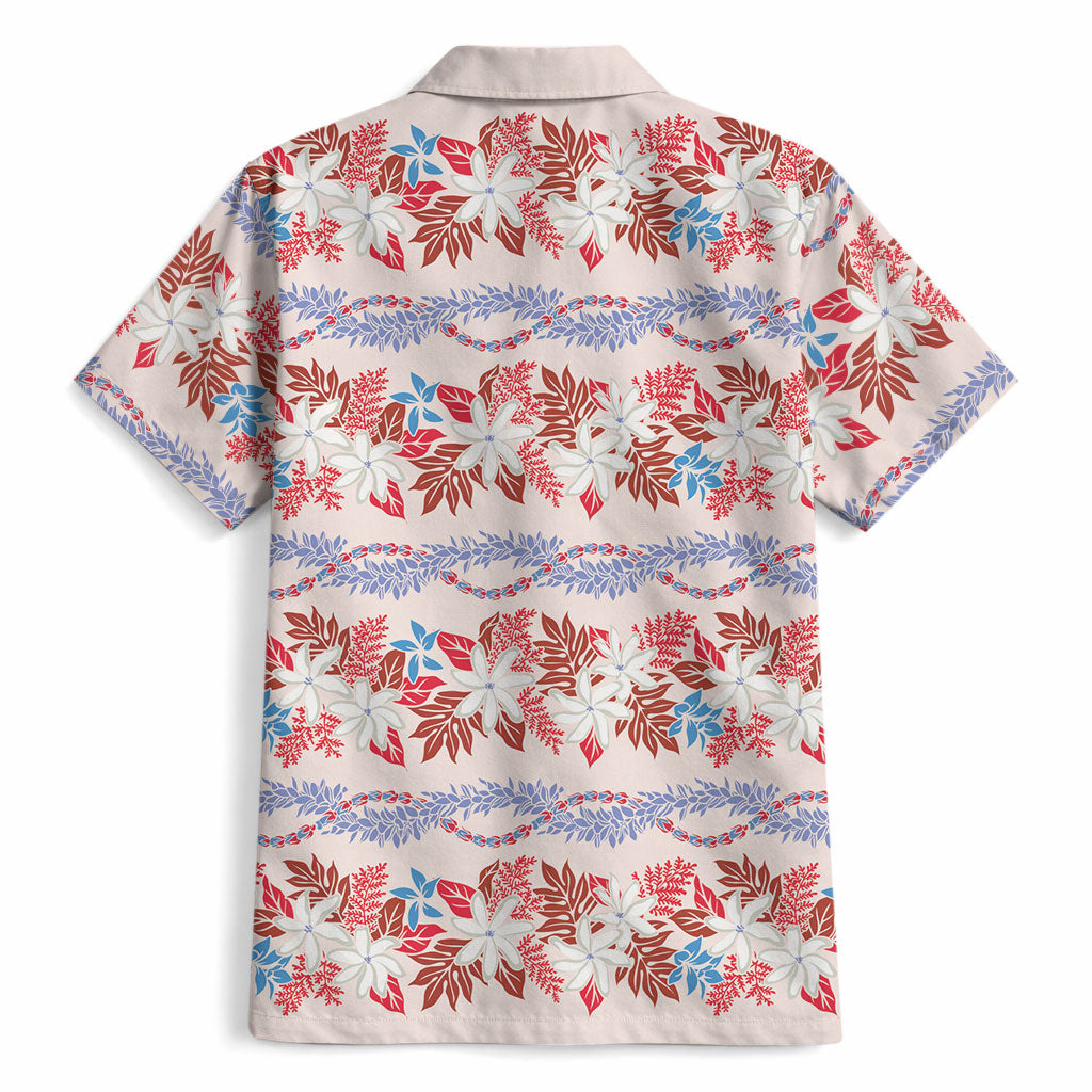 Monstera Tiare Plumeria Lei Pattern Hawaiian Shirt Red Version