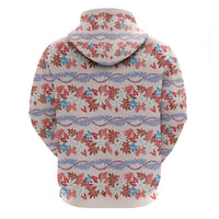 Monstera Tiare Plumeria Lei Pattern Hoodie Red Version LT01 - Polynesian Pride
