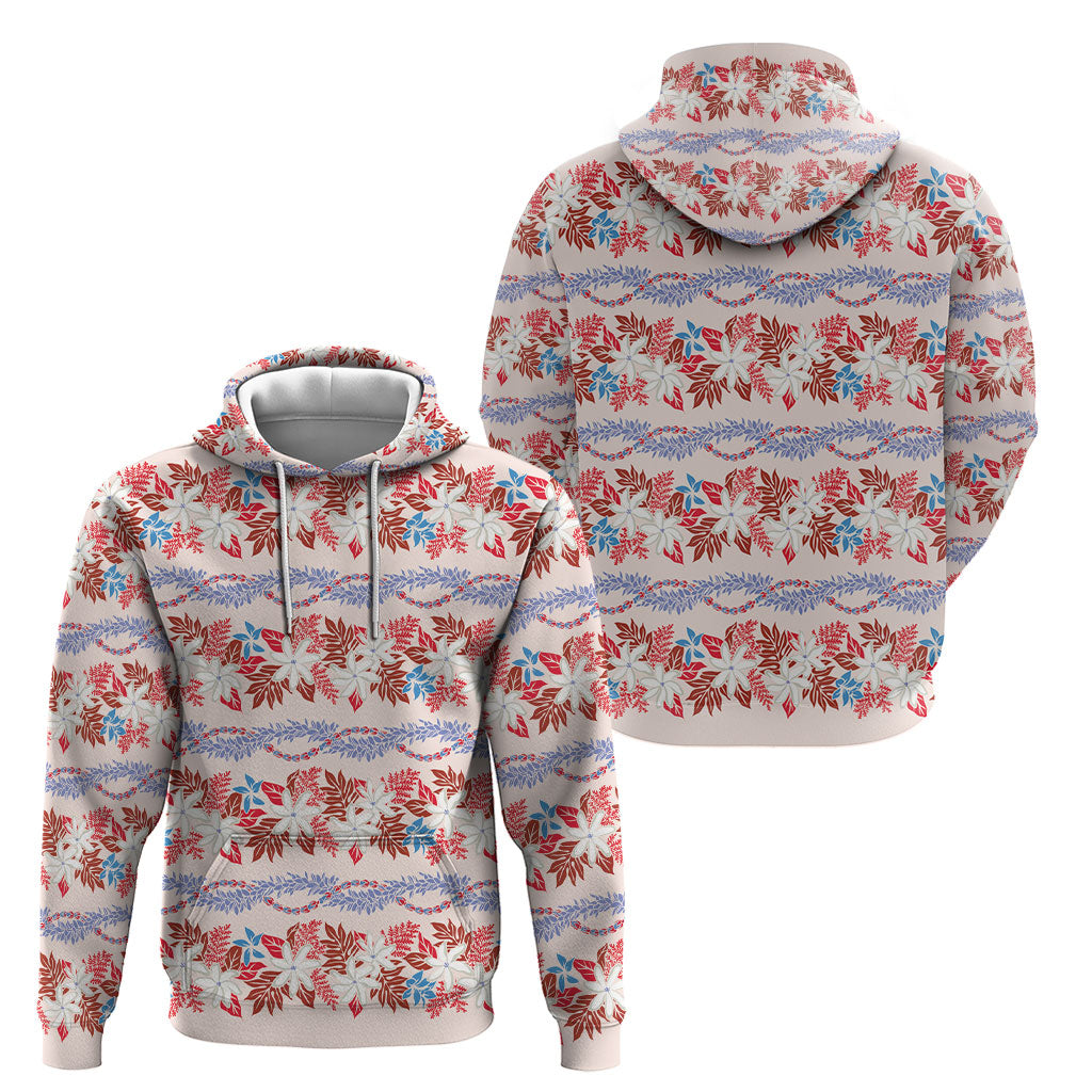Monstera Tiare Plumeria Lei Pattern Hoodie Red Version LT01 - Polynesian Pride