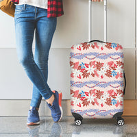 Monstera Tiare Plumeria Lei Pattern Luggage Cover Red Version LT01 - Polynesian Pride