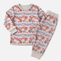 Monstera Tiare Plumeria Lei Pattern Christmas Pajama Set Red Version LT01 Men Red - Polynesian Pride