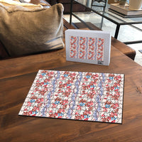 Monstera Tiare Plumeria Lei Pattern Puzzle Red Version LT01 - Polynesian Pride
