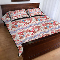 Monstera Tiare Plumeria Lei Pattern Quilt Bed Set Red Version LT01 - Polynesian Pride