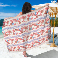 Monstera Tiare Plumeria Lei Pattern Sarong Red Version LT01 One Size 44 x 66 inches Red - Polynesian Pride