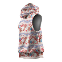 Monstera Tiare Plumeria Lei Pattern Sleeveless Hoodie Red Version LT01 - Polynesian Pride