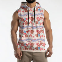 Monstera Tiare Plumeria Lei Pattern Sleeveless Hoodie Red Version LT01 - Polynesian Pride