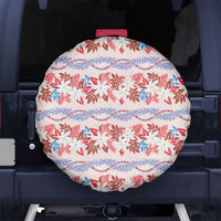 Monstera Tiare Plumeria Lei Pattern Spare Tire Cover Red Version LT01 No hole Red - Polynesian Pride