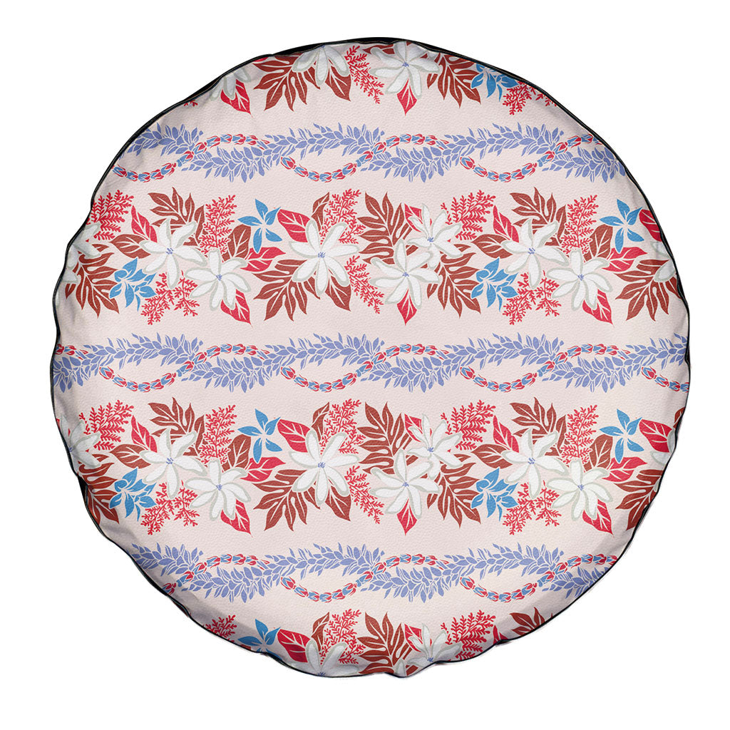 Monstera Tiare Plumeria Lei Pattern Spare Tire Cover Red Version LT01 - Polynesian Pride