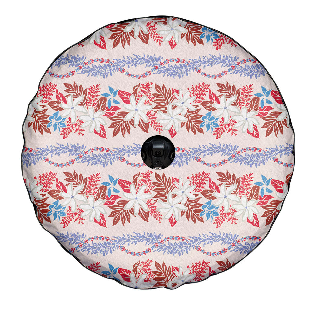 Monstera Tiare Plumeria Lei Pattern Spare Tire Cover Red Version LT01 - Polynesian Pride