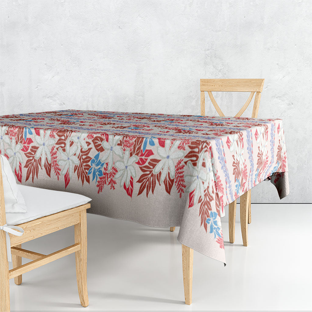 Monstera Tiare Plumeria Lei Pattern Tablecloth Red Version LT01 - Polynesian Pride