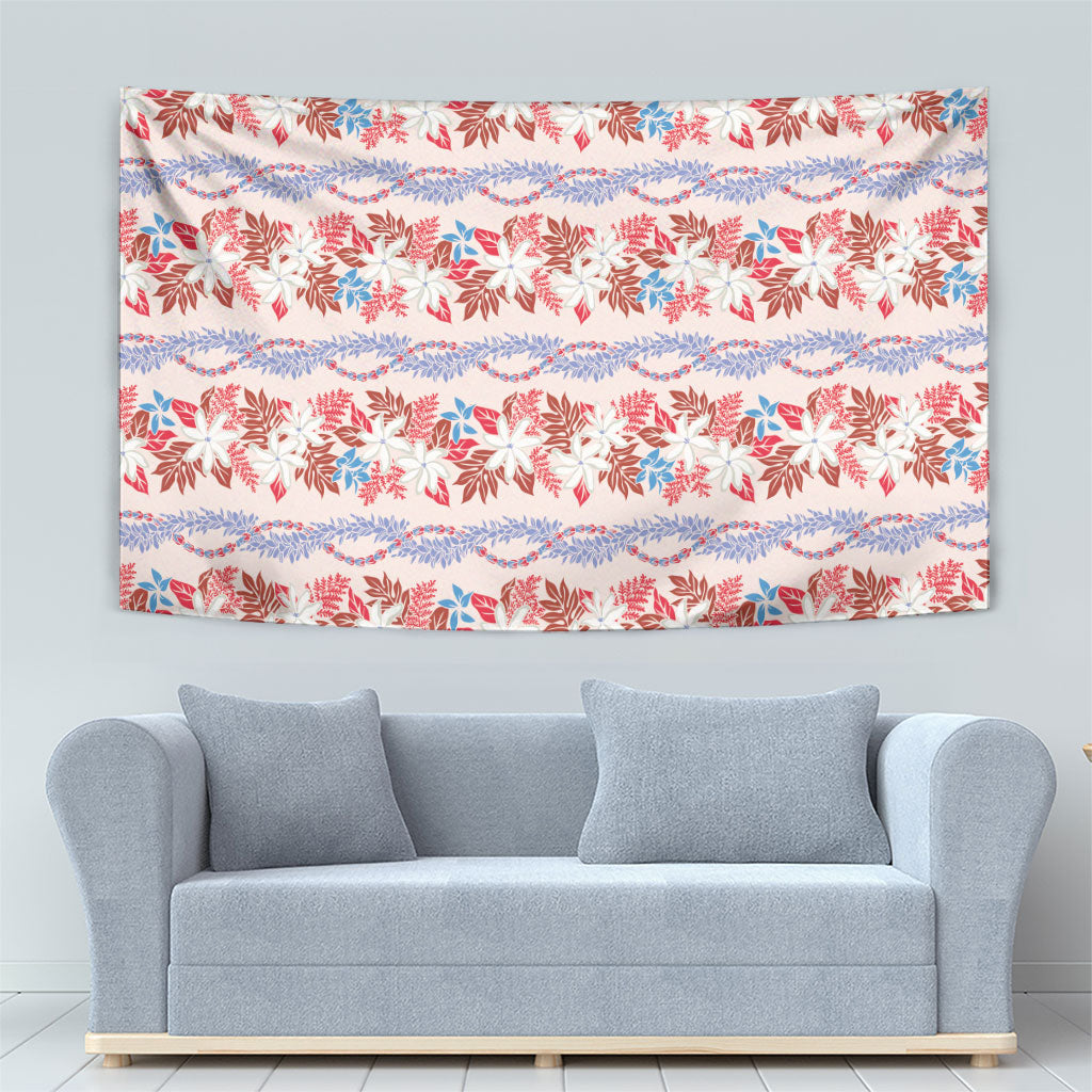 Monstera Tiare Plumeria Lei Pattern Tapestry Red Version LT01 - Polynesian Pride