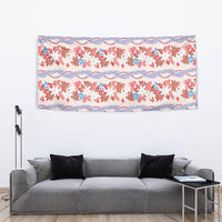 Monstera Tiare Plumeria Lei Pattern Tapestry Red Version LT01 - Polynesian Pride