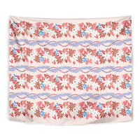 Monstera Tiare Plumeria Lei Pattern Tapestry Red Version LT01 - Polynesian Pride