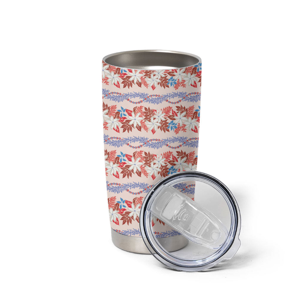 Monstera Tiare Plumeria Lei Pattern Tumbler Cup Red Version LT01 - Polynesian Pride
