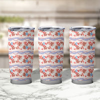 Monstera Tiare Plumeria Lei Pattern Tumbler Cup Red Version LT01 - Polynesian Pride
