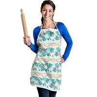 Monstera Tiare Plumeria Lei Pattern Apron Teal Version LT01 - Polynesian Pride