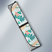 Monstera Tiare Plumeria Lei Pattern Auto Sun Shade Teal Version LT01 - Polynesian Pride