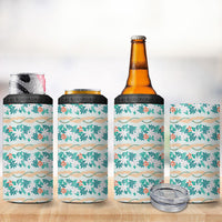 Monstera Tiare Plumeria Lei Pattern 4 in 1 Can Cooler Tumbler Teal Version LT01 - Polynesian Pride