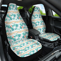 Monstera Tiare Plumeria Lei Pattern Car Seat Cover Teal Version