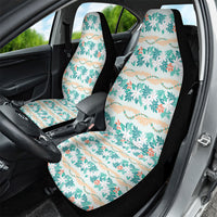 Monstera Tiare Plumeria Lei Pattern Car Seat Cover Teal Version