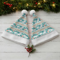 Monstera Tiare Plumeria Lei Pattern Christmas Santa Hat Teal Version LT01 - Polynesian Pride